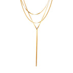 Stainless Steel Gold Plated Double Snake Bone Chain Y-Shaped Long Layering Necklace