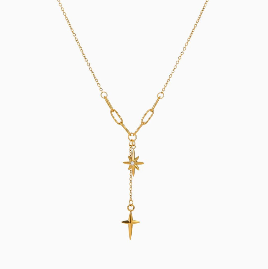 Gold star pendant necklace with delicate chain, trendy women's jewelry for everyday wear or gifting