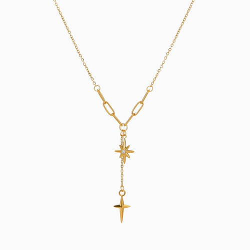 Gold star pendant necklace with delicate chain, trendy women's jewelry for everyday wear or gifting