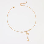 Gold star charm necklace with paperclip chain, trendy women's jewelry for everyday wear or gifts